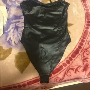 Forever 21 Black Faux Leather Bodysuit